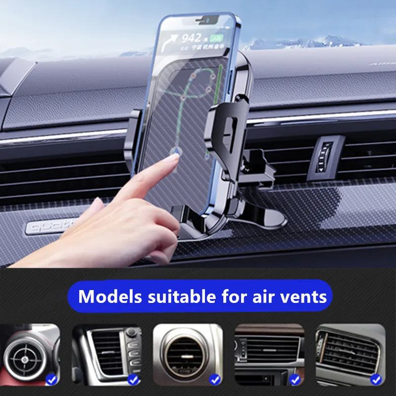 Premium Car Phone Holder for Dashboard and Windshield - Suction Cup and Vent Clip Accessory for Hands-Free Use