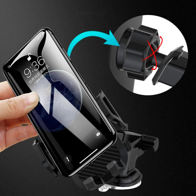 Premium Car Phone Holder for Dashboard and Windshield - Suction Cup and Vent Clip Accessory for Hands-Free Use
